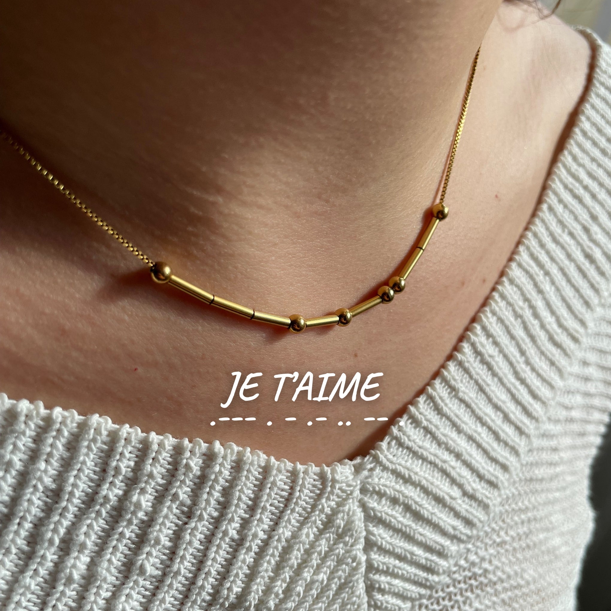 Collier Personnalisé En Code Morse | Message Secret Gravé | Cadeau Original Pour Elle - Anniversaire, Fête Des Mères - 4